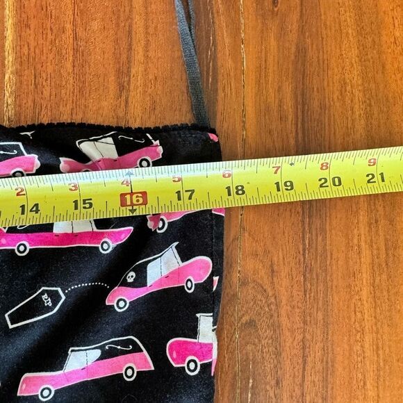 Folter Black vintage dress with pink hearse print sz L - Picture 10 of 13